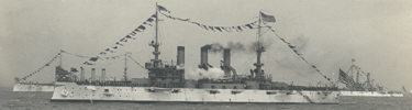 Battleship Louisiana, part of TR's Great White Fleet, at fleet review in 1907.